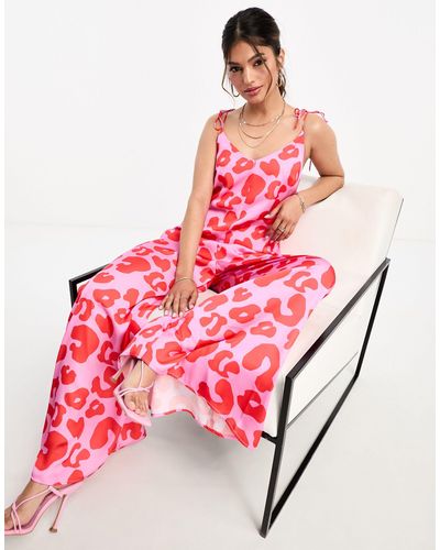 Never Fully Dressed Combinaison ample à imprimé léopard - /rouge - Rose