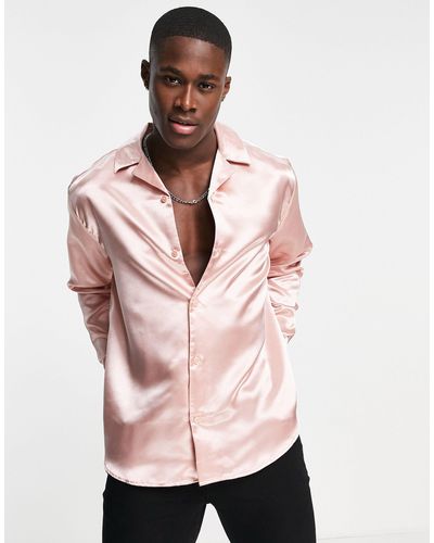 Only & Sons Camisa rosa extragrande con cuello