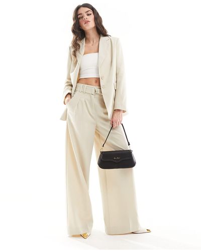 French Connection Everlyn - pantaloni da abito a fondo ampio color écru - Bianco