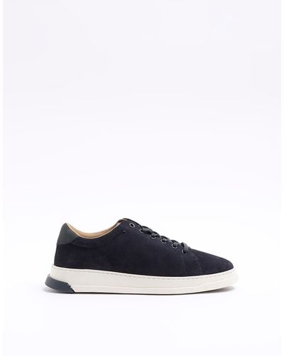 River Island Suede Lace Up Trainers - Blue