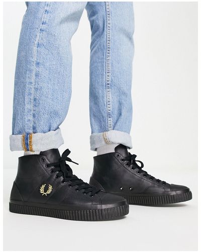 Fred Perry Hughes Hi Top Leather Plimsolls - Blue