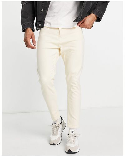 TOPMAN Stretch Tapered Jeans - Natural