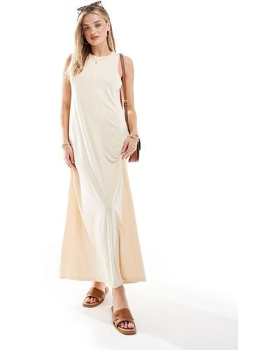 ASOS Ribbed Slinky A Line Maxi Dress In - White