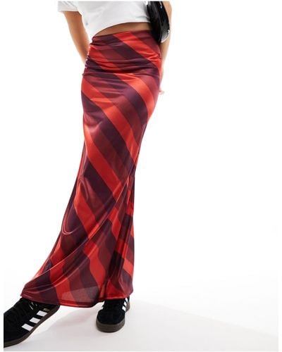ASOS Satin Twill Maxi Skirt - Red