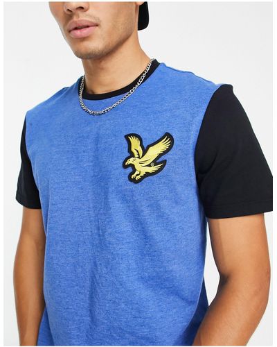 Lyle & Scott Camiseta jaspeado con diseño color block vintage - Azul