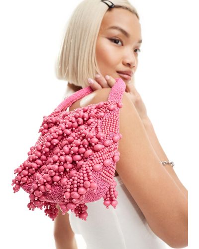 ASOS Beaded Grab Bag - Pink