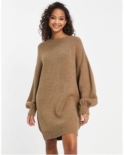 ASOS Knitted Sweater Mini Dress - Natural