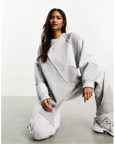 ASOS Co-ord Oversized Sweatshirt With Patchwork Detail - White