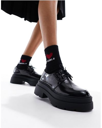London Rebel Zapatos wallabee s con suela gruesa - Negro
