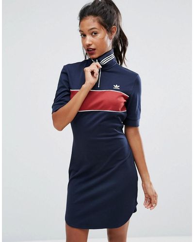 adidas Originals London Navy High Neck Dress - Blue
