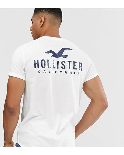 Hollister Exclusive To Asos Front & Back Logo Print Curved Hem T-shirt - White