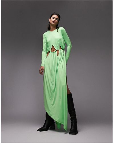 TOPSHOP Premium Limited Edition Asymmetric Cut Out Dress - Green
