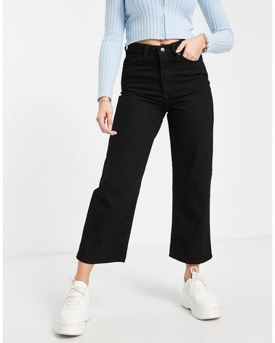 Monki Mozik - jeans taglio corto con fondo ampio vintage - Nero