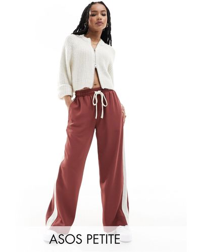 ASOS Asos design petite - pantaloni color terracotta con pannello a contrasto - Rosso