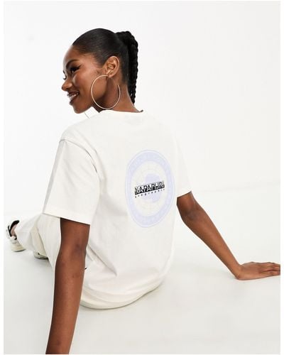 Napapijri Montalva - t-shirt sporco con stampa sul retro - Bianco
