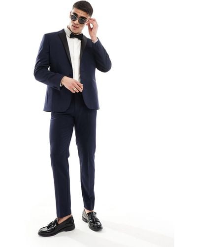 ASOS Slim Tuxedo Suit Trousers - Blue