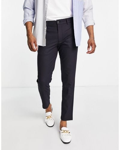 Pull&Bear Slim Tailored Trousers - Blue