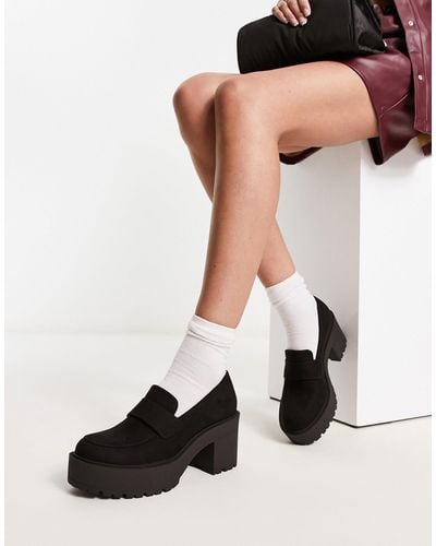 London Rebel Mocassins chunky à plateforme - noir