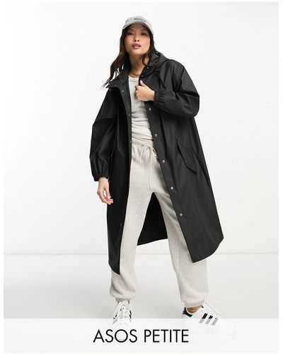 ASOS Chubasquero negro estilo parka con acabado engomado - Blanco