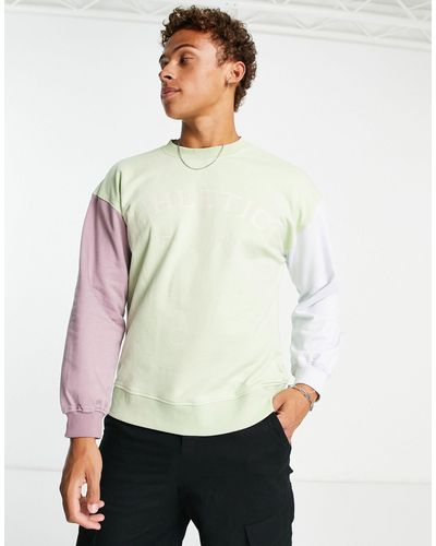 Another Influence Sweatshirt Met Kleurvlakken En Varsity Details - Groen