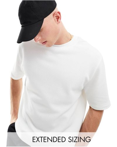 ASOS T-shirt girocollo comoda sporco testurizzata - Bianco
