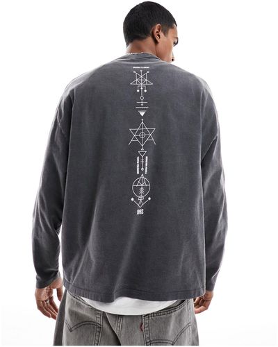 ASOS – langärmliges oversize-shirt - Grau