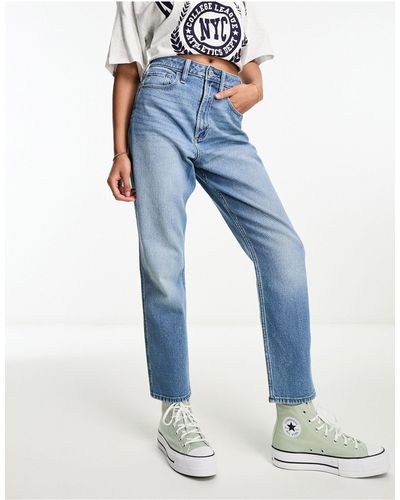 Hollister Curvy love - jeans a vita alta lavaggio medio - Blu