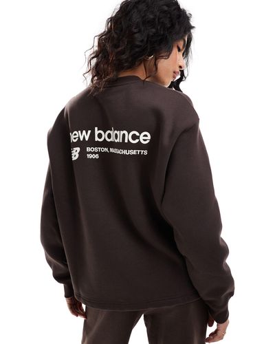 New Balance – linear heritage – fleece-sweatshirt - Schwarz