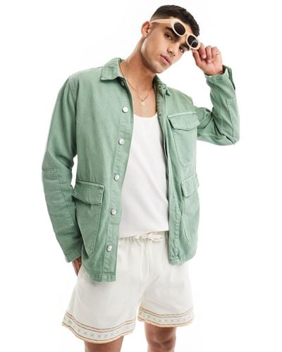 Only & Sons Denim Utility Jacket - Green