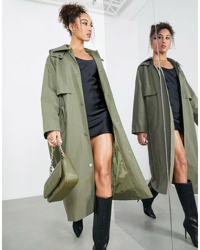 ASOS Hooded Trench Coat - Green