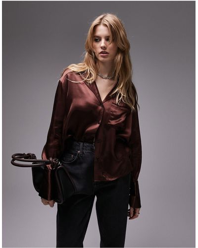 TOPSHOP Relaxed Shirt - Brown