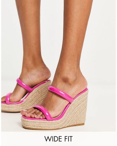 Glamorous Espadrille Wedge Heeled Sandals - Pink