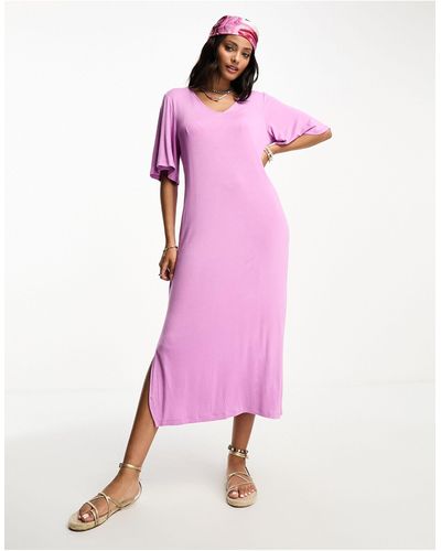 Pieces Maxi T-shirtjurk Met V-hals - Roze