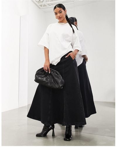 ASOS Denim A-line Maxi Skirt - Black
