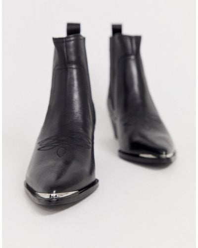 Mango Western Chelsea Boot With Metal Detail - Black