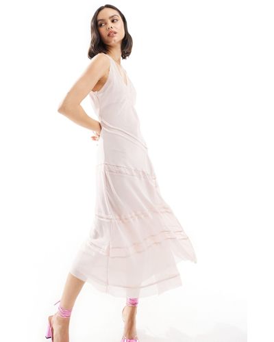 ASOS Lace Insert Dress With Hi Low Hem - White