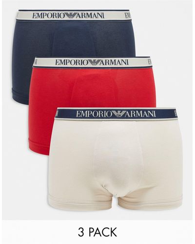 Emporio Armani Bodywear 3 Pack Trunks - Red