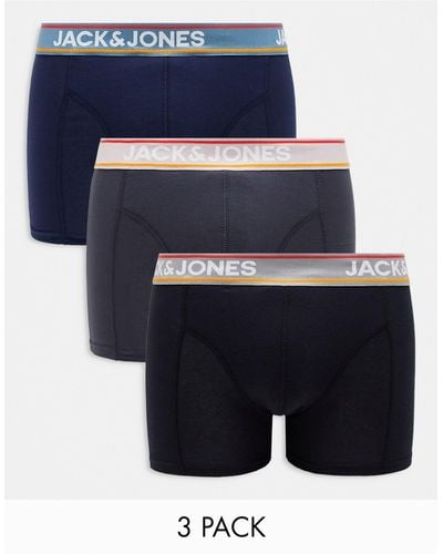 Jack & Jones Confezione da 3 boxer aderenti neri e grigi - Blu