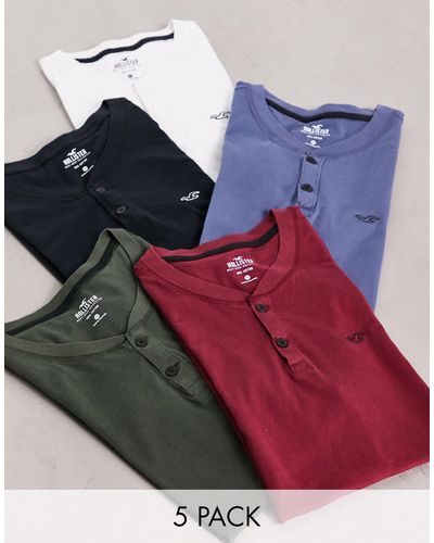 Hollister – 5er-pack henley-t-shirts - Mehrfarbig