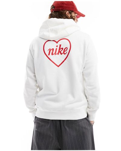 Nike Felpa bianca con cappuccio e logo a cuore - Bianco