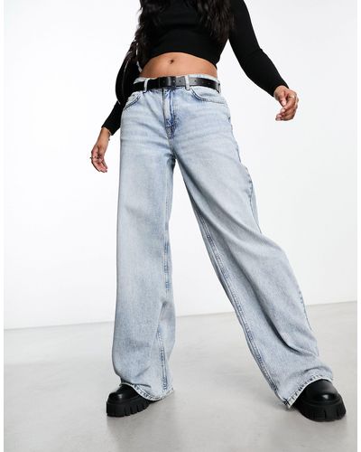 Pull&Bear Jeans a fondo ampio extra larghi blu slavato