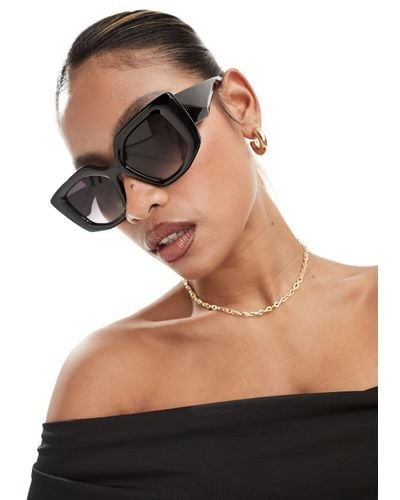 ALDO Buenos Oversized Square Bevelled Sunglasses - Black