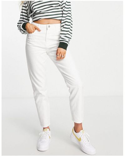 Noisy May Isabel High Waisted Mom Jeans - White