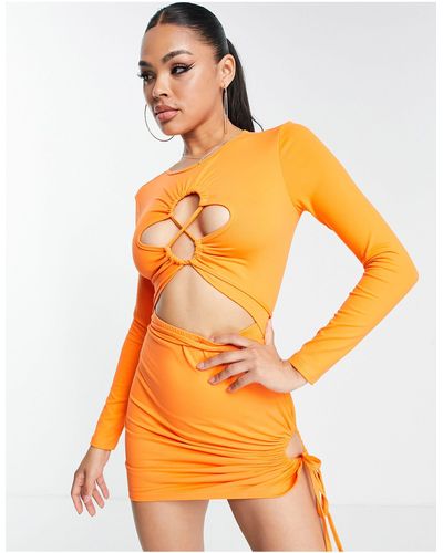 SIMMI Simmi Cut Out Bust And Waist Detail Mini Dress - Orange