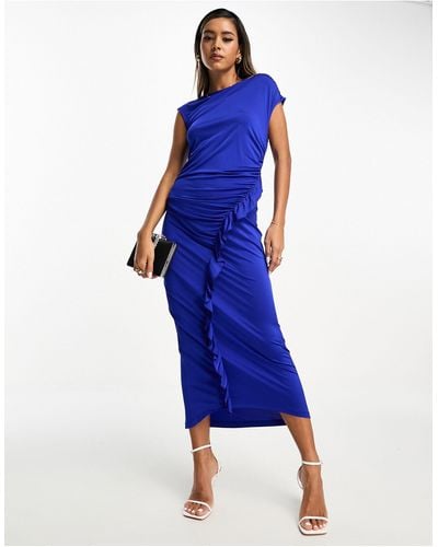 & Other Stories Midi Dress With Fluted Wrap - Blue