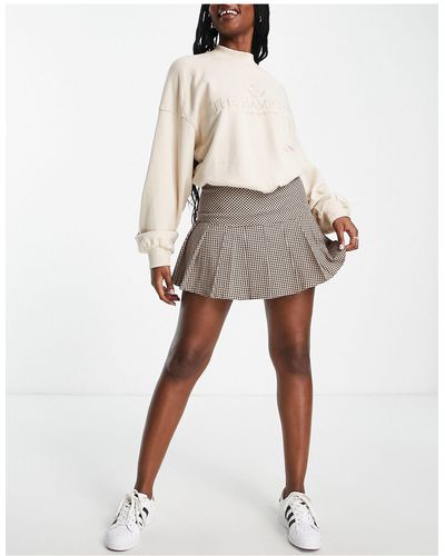 Monki Mini-jupe plissée ultra-courte style tennis à carreaux - Marron