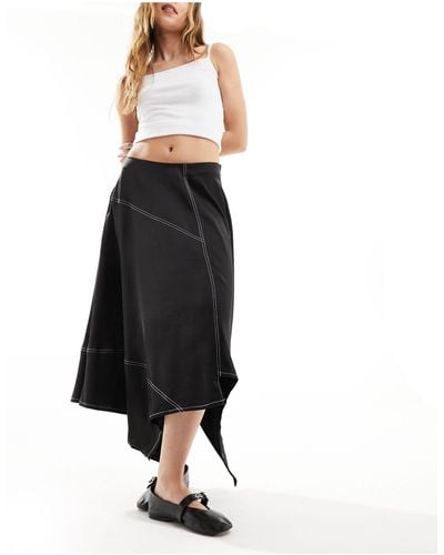 AllSaints Agnes Satin Midi Skirt - Black