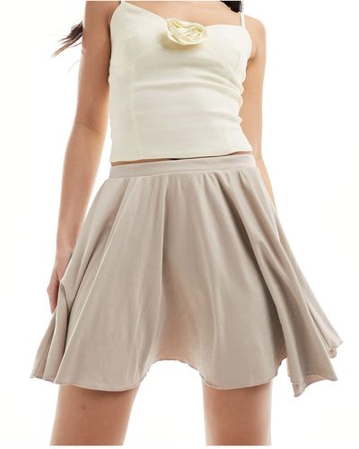 Monki Super Soft Cupro Mini A-line Skirt - Natural