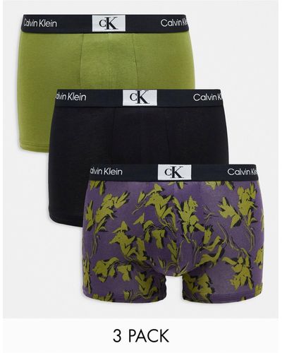 Calvin Klein Ck96 3 Pack Trunks - Green