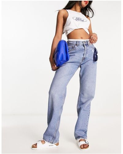 Dr. Denim Beth Straight Leg Sky High Waist Jeans - Blue